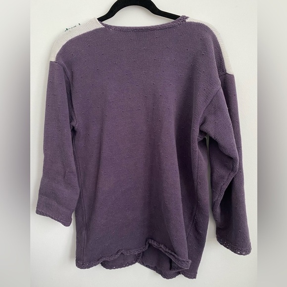 Vintage Grandma Crochet Embroidered Cotton Knit Button Front Cardigan - S Small - Picture 6 of 7